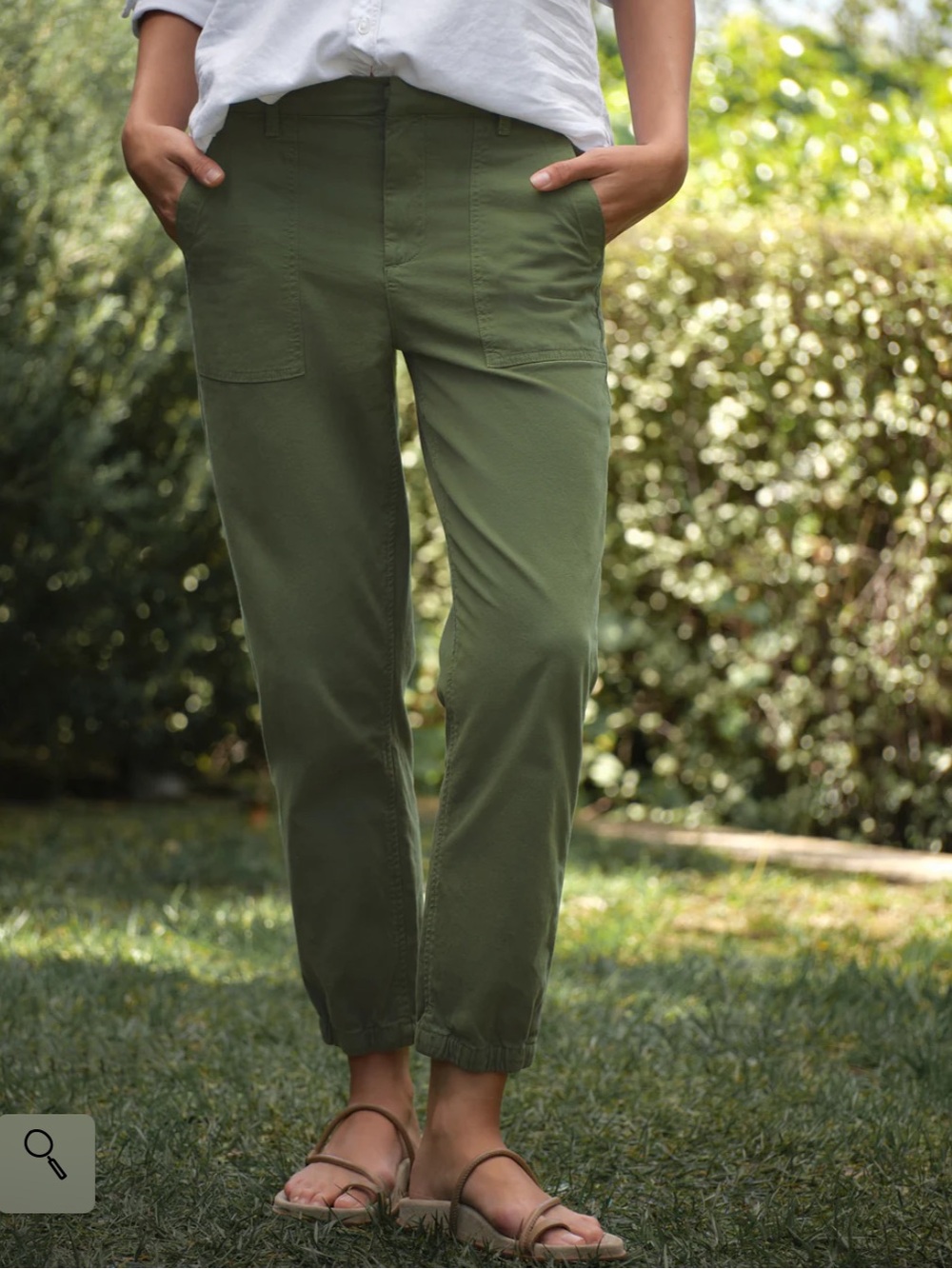Frank & Eileen Jameson Utility Joggers sage color, tapered ankle Size 10